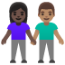 👩🏿‍🤝‍👨🏽 woman and man holding hands: dark skin tone, medium skin tone display on Google